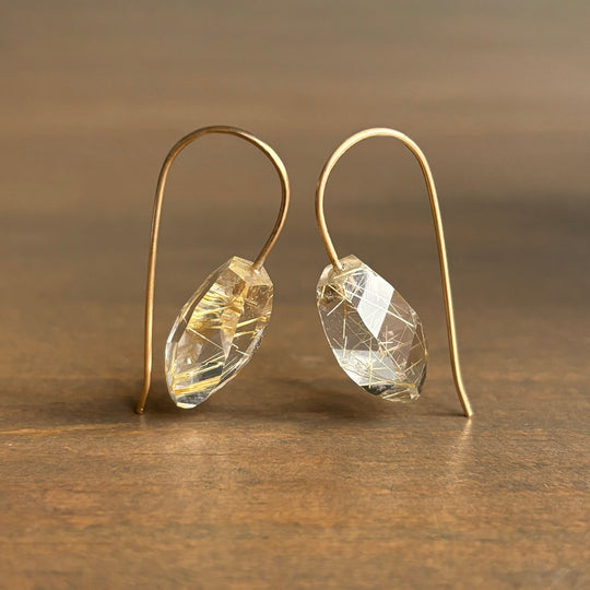 Rosanne Pugliese Rutilated Quartz Minimalist Drop Earrings main image