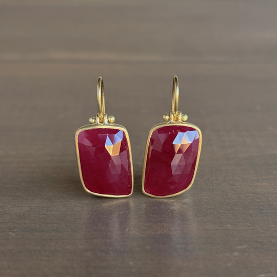 Rose Cut Ruby Flag Earrings by Monika Krol