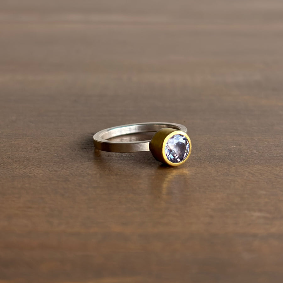  Round Faceted Lavender Spinel Ring side view 1
