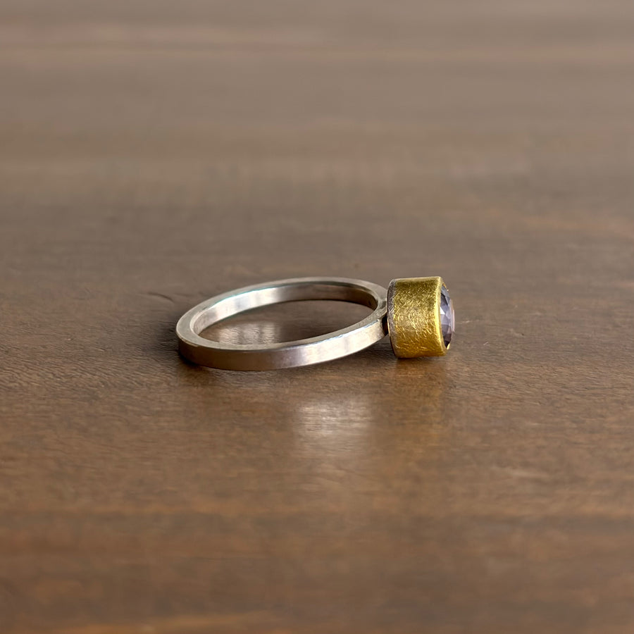  Round Faceted Lavender Spinel Ring side view 2