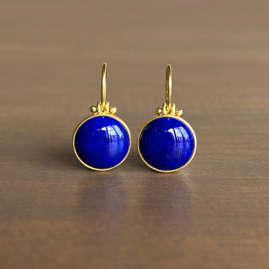 Round Lapis Earrings by Monika Krol