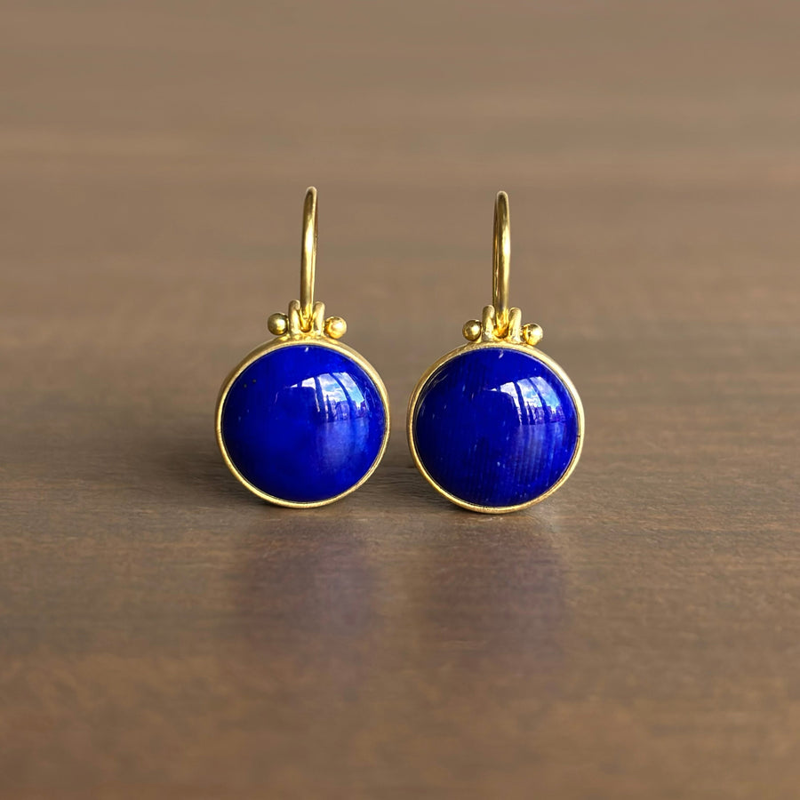 Round Lapis Earrings by Monika Krol