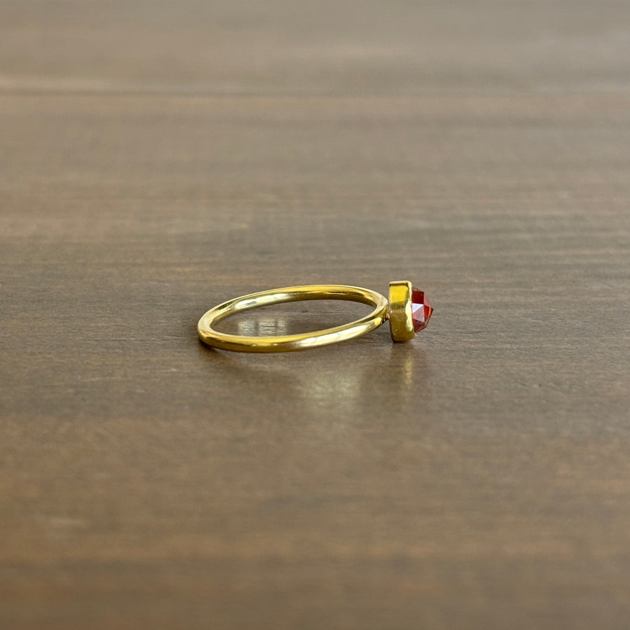  Round Rose Cut Orange Sapphire Ring side view 2