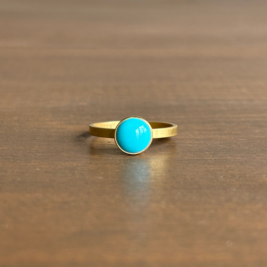 Round Sleeping Beauty Turquoise Stacking Ring by Monika Krol