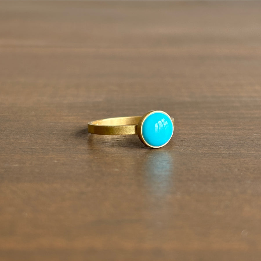 Round Sleeping Beauty Turquoise Stacking Ring by Monika Krol side view 1