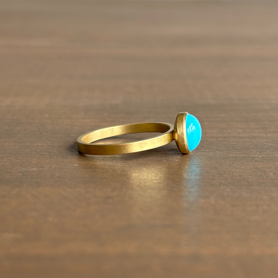 Round Sleeping Beauty Turquoise Stacking Ring by Monika Krol side view 2