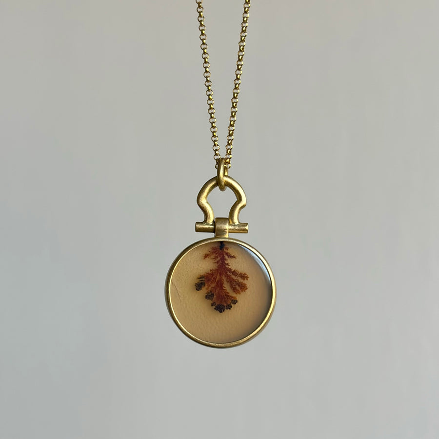 Round Tree Sprout Dendritic Agate Pendant by Monika Krol side view 1