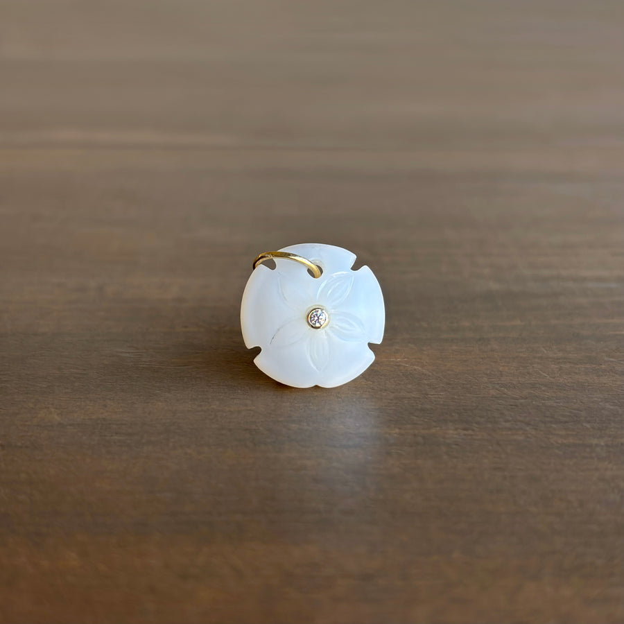 Small Hand Carved Chalcedony Sand Dollar Pendant