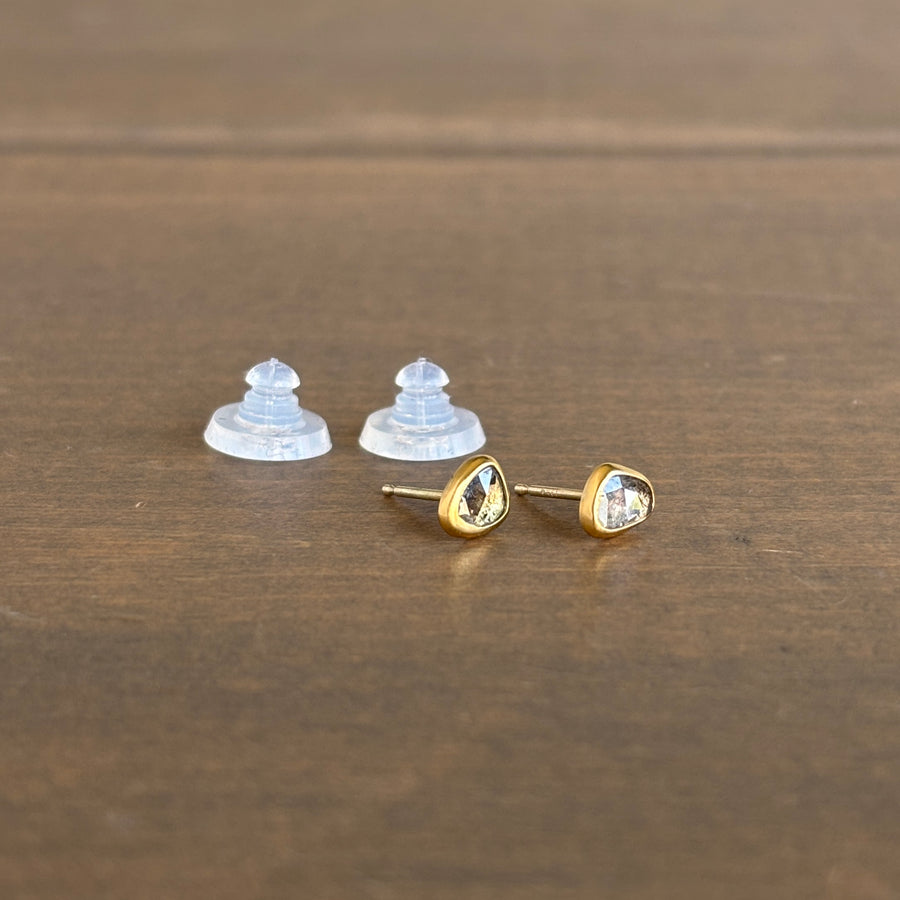 Salt & Pepper Lumen Diamond Stud Earrings in Recycled 22k Gold & Sterling Silver side