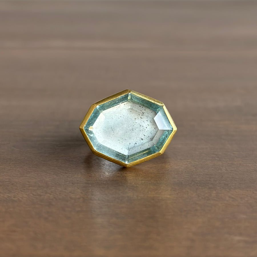 Sam Woehrmann Large Aquamarine Tablet East-West Ring front view