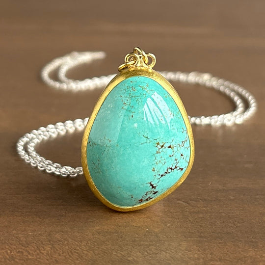 Sam Woehrmann Large Kingman Turquoise Pendant front view