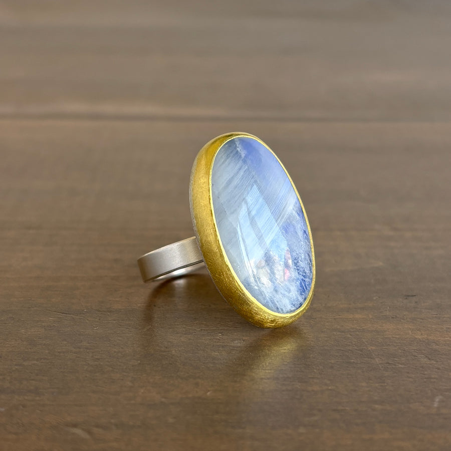 Sam Woehrmann Large Oval Moonstone Cabochon Ring side