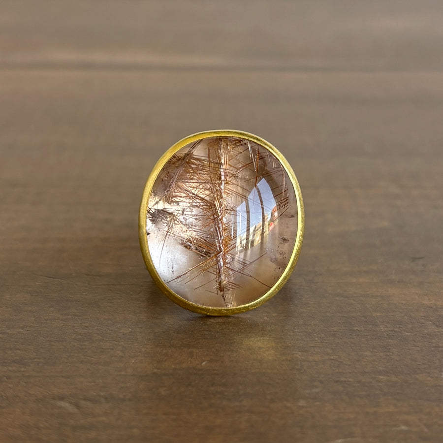 Sam Woehrmann Large Oval Rutilated Quartz Cabochon Ring