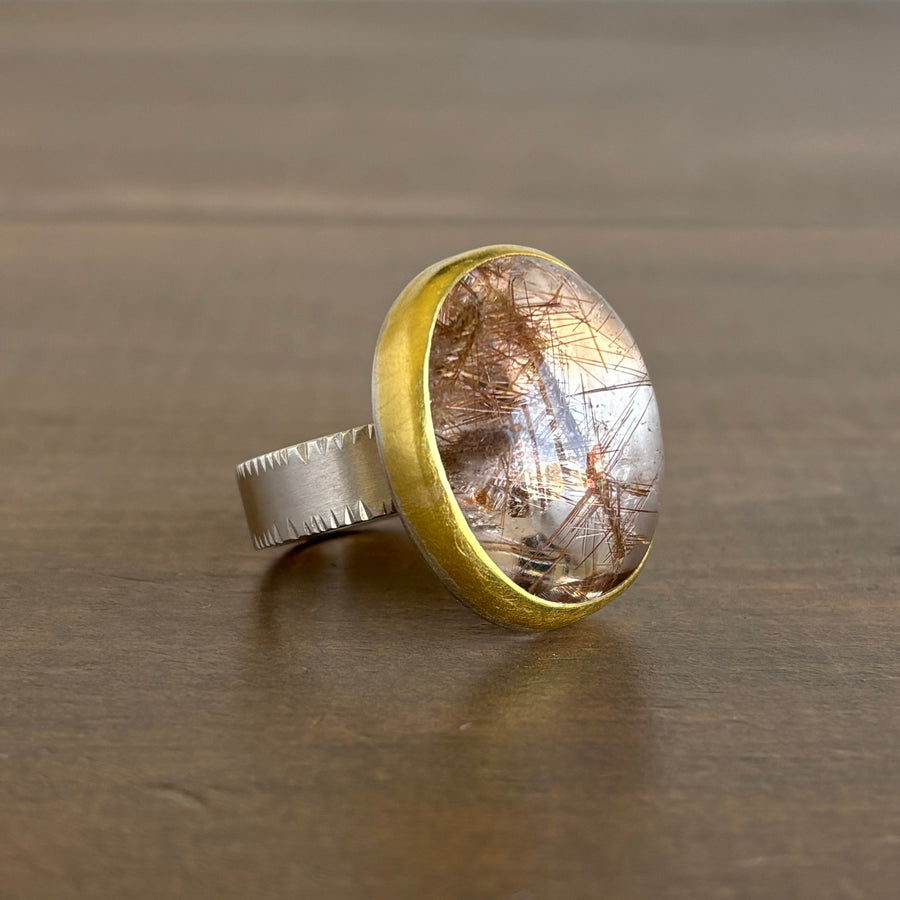 Sam Woehrmann Large Oval Rutilated Quartz Cabochon Ring side