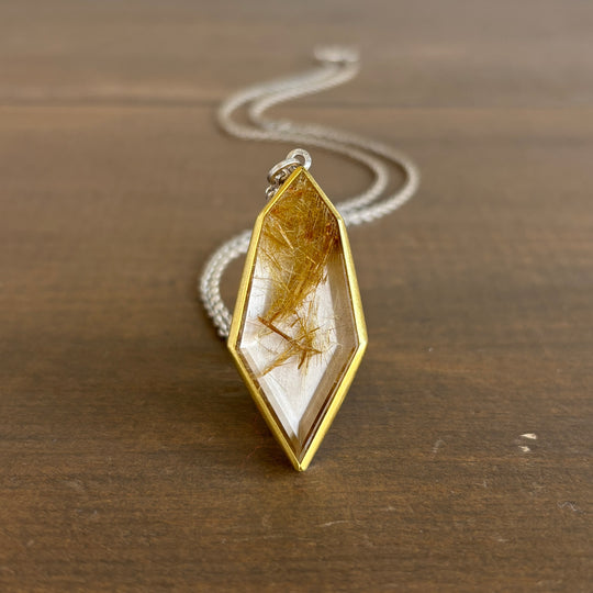 Sam Woehrmann Rutilated Quartz Elongated Shield Pendant