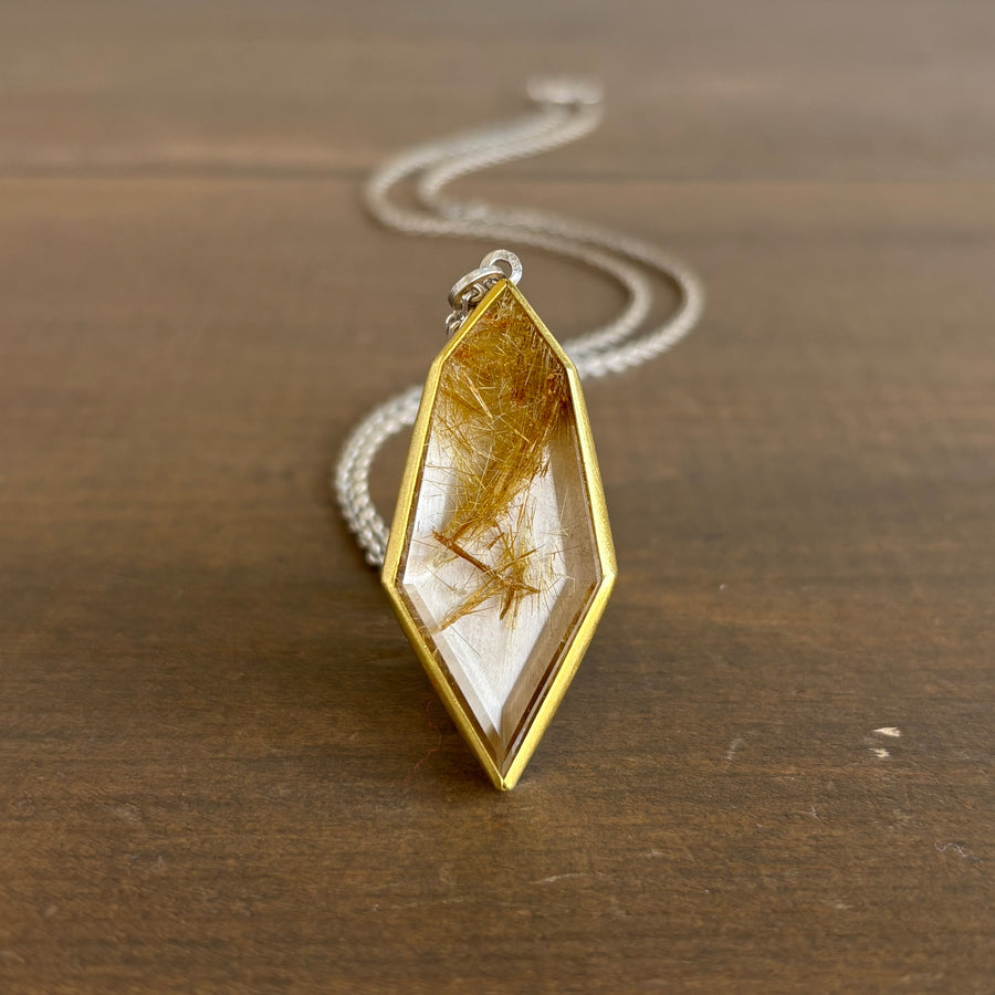 Sam Woehrmann Rutilated Quartz Elongated Shield Pendant