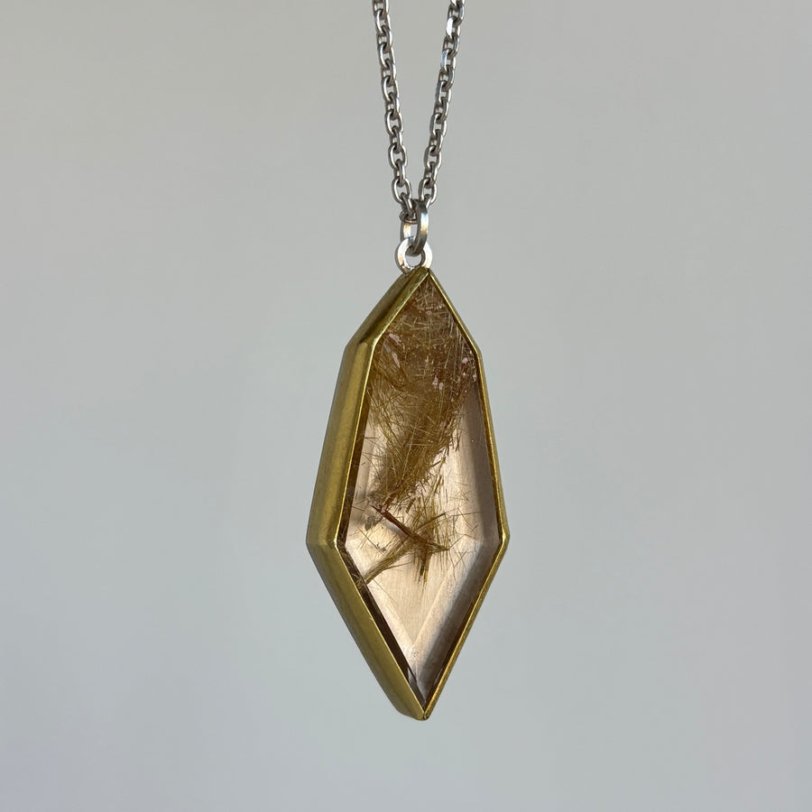 Sam Woehrmann Rutilated Quartz Elongated Shield Pendant side 