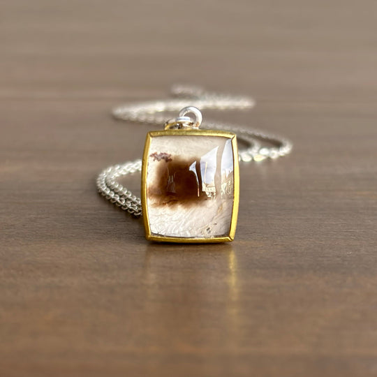 Sam Woehrmann Smoky Quartz Cushion Splat Pendant front view
