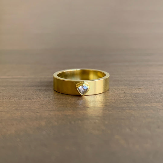 Sam Woehrmann Wide Band Diamond Shield Ring front view