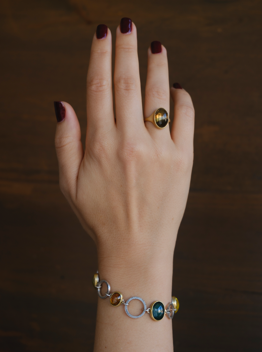 Oval Cabochon Tourmaline Bracelet