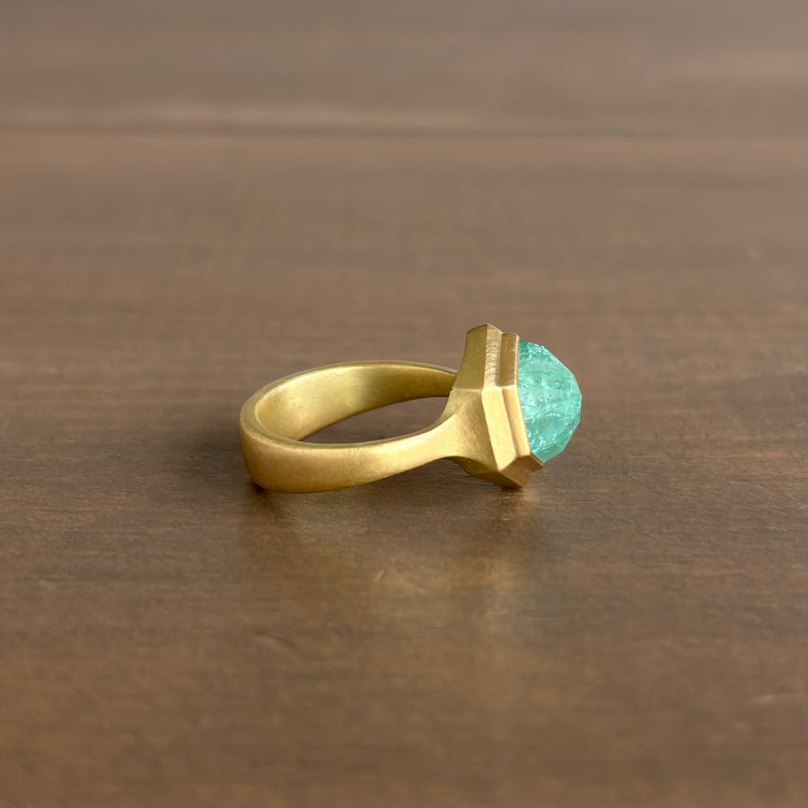 Seafoam Green Beryl Hexagon Ring by Monika Krol side view 2