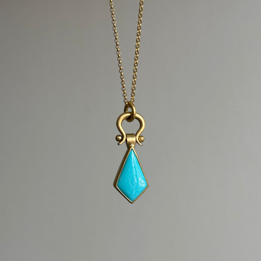 Sleeping Beauty Turquoise Kite Pendant by Monika Krol hanging view