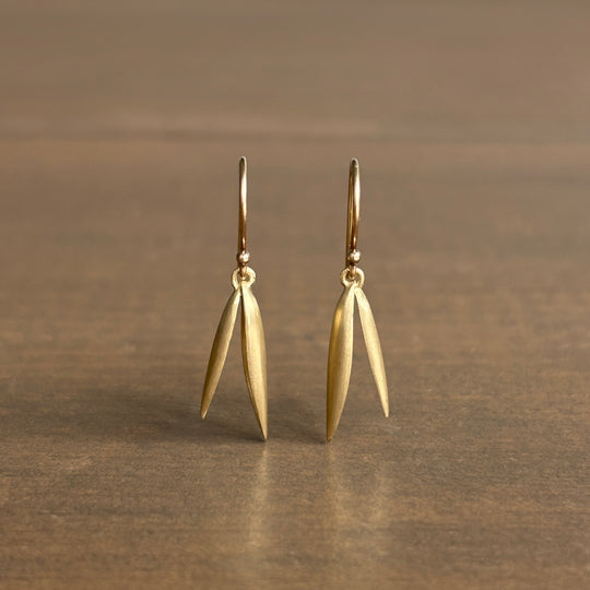Small 10k Gold Oat Hull Earrings