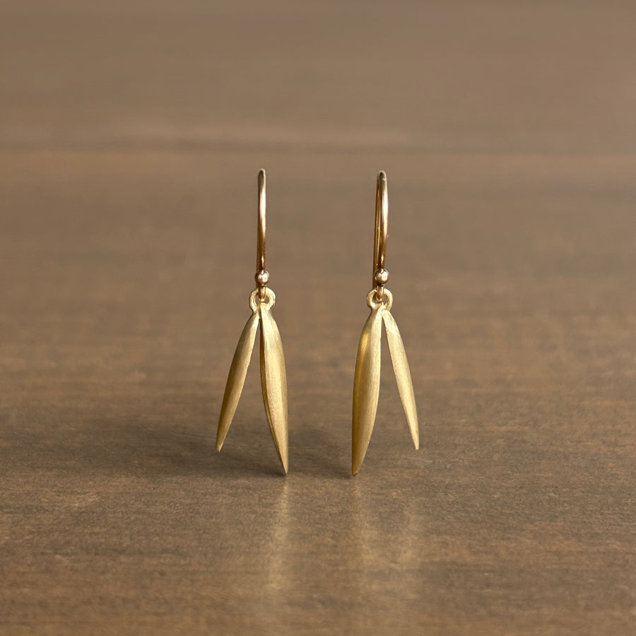 Small 10k Gold Oat Hull Earrings