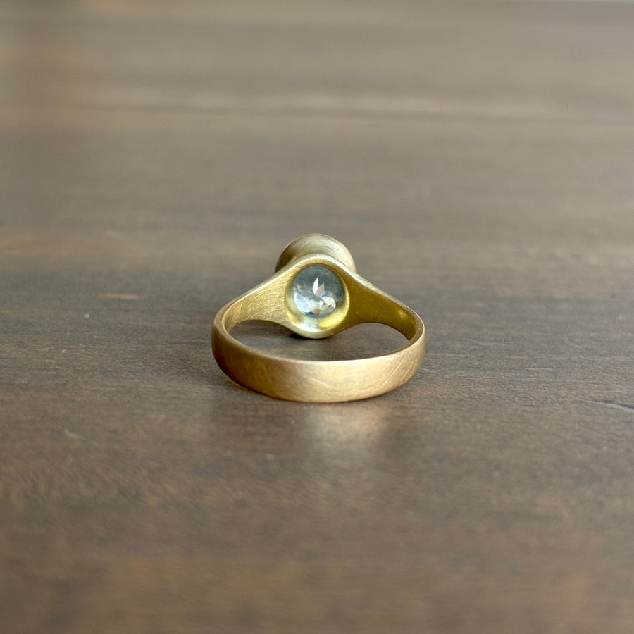 Small Faceted Oval Aquamarine Cast Ring by Monika Krol side view 3