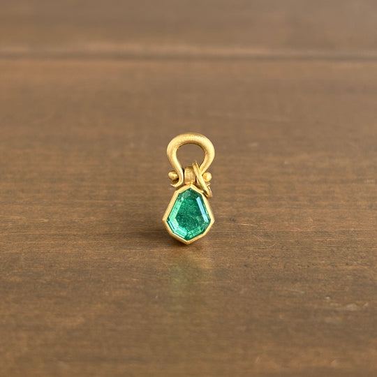 Small Octagon Emerald Shield Pendant Monika Krol