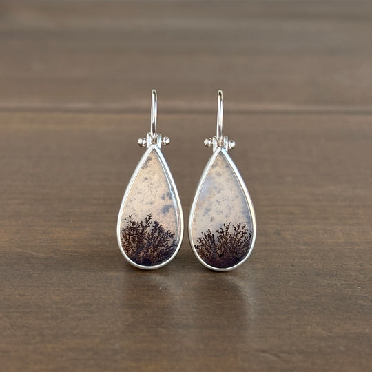 Sterling Silver & Dendritic Agate Drop Earrings