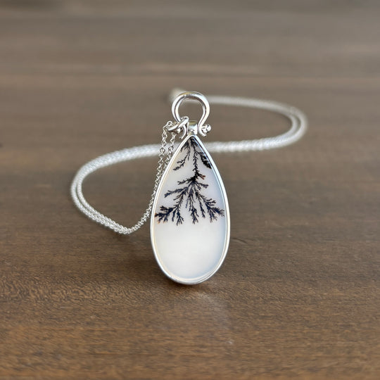 Sterling Silver & Dendritic Agate Drop Pendant