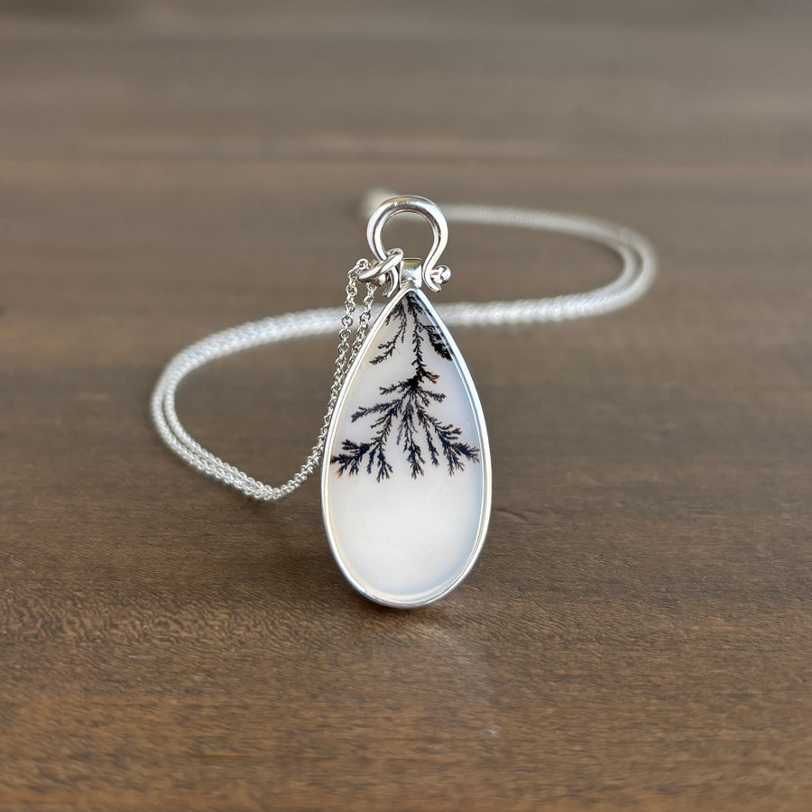 Sterling Silver & Dendritic Agate Drop Pendant