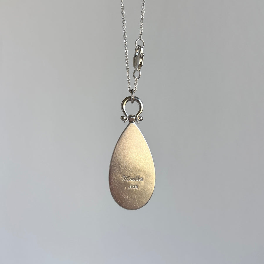 Sterling Silver & Dendritic Agate Drop Pendant back