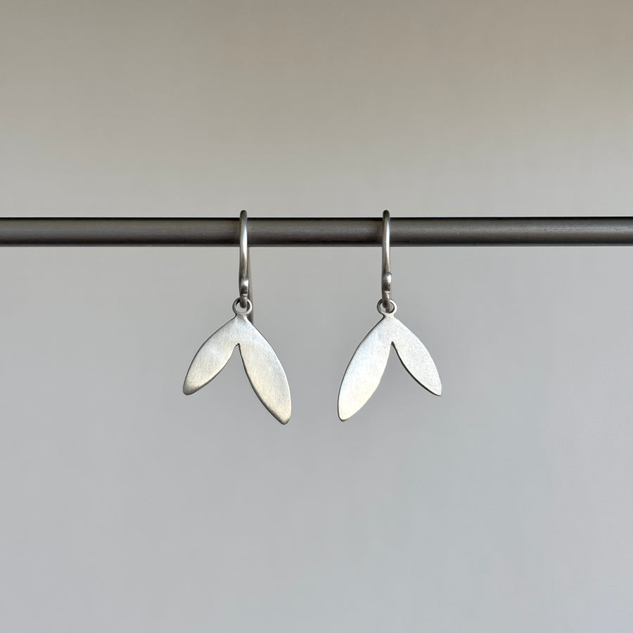 Sterling Silver Double Leaf Charm Earrings hanging