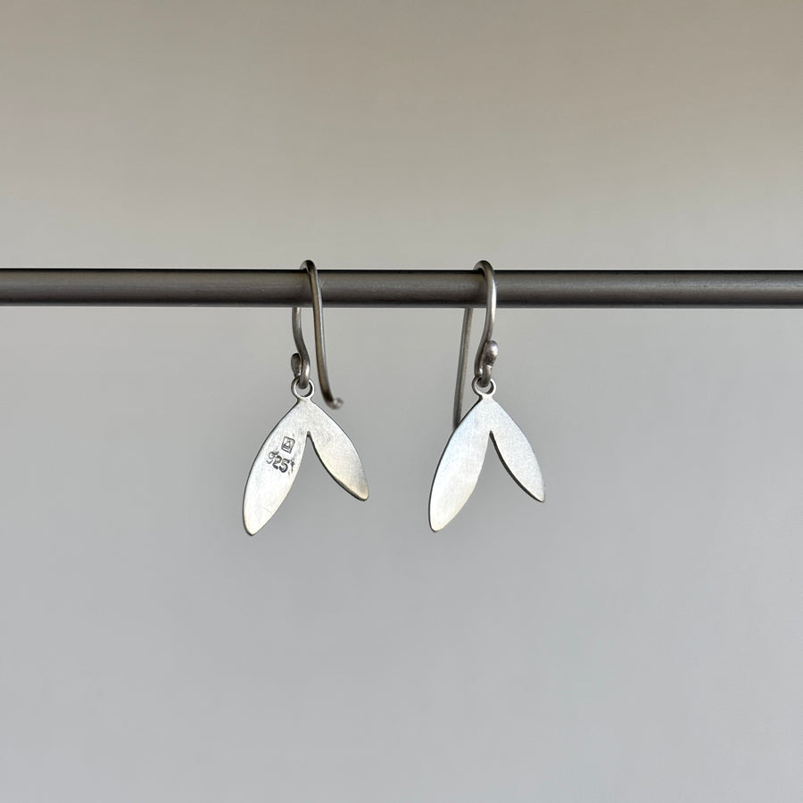 Sterling Silver Double Leaf Charm Earrings hanging 2