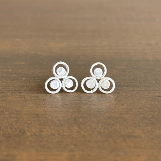 Sterling Silver Filigree Trio Stud Earrings