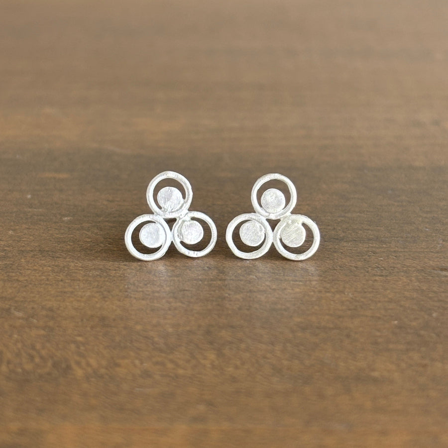 Sterling Silver Filigree Trio Stud Earrings