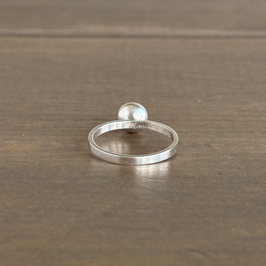 Sterling Silver & Round Faceted Swiss Blue Topaz Stacking Ring back