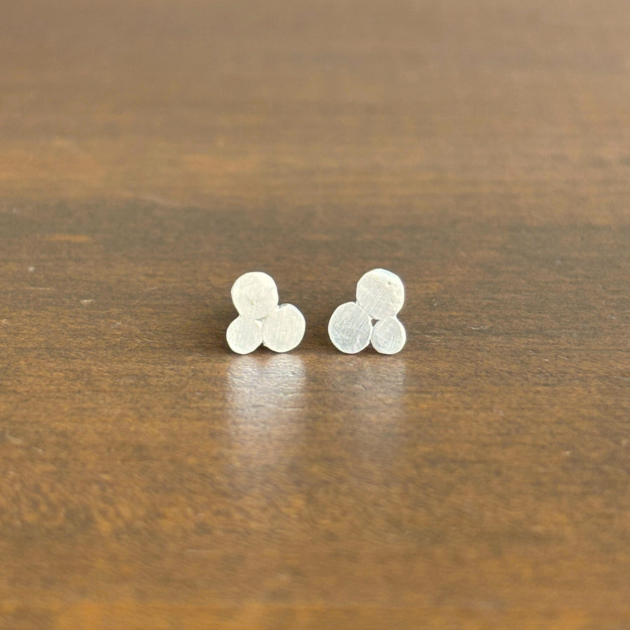 Sterling Silver Three Disk Stud Earrings