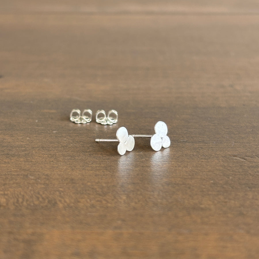Sterling Silver Three Disk Stud Earrings side view
