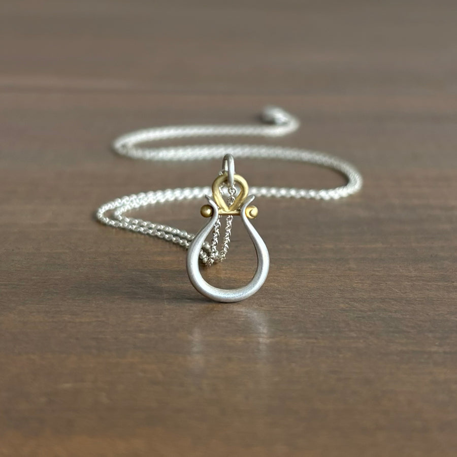 Mixed Metal Lyre Pendant