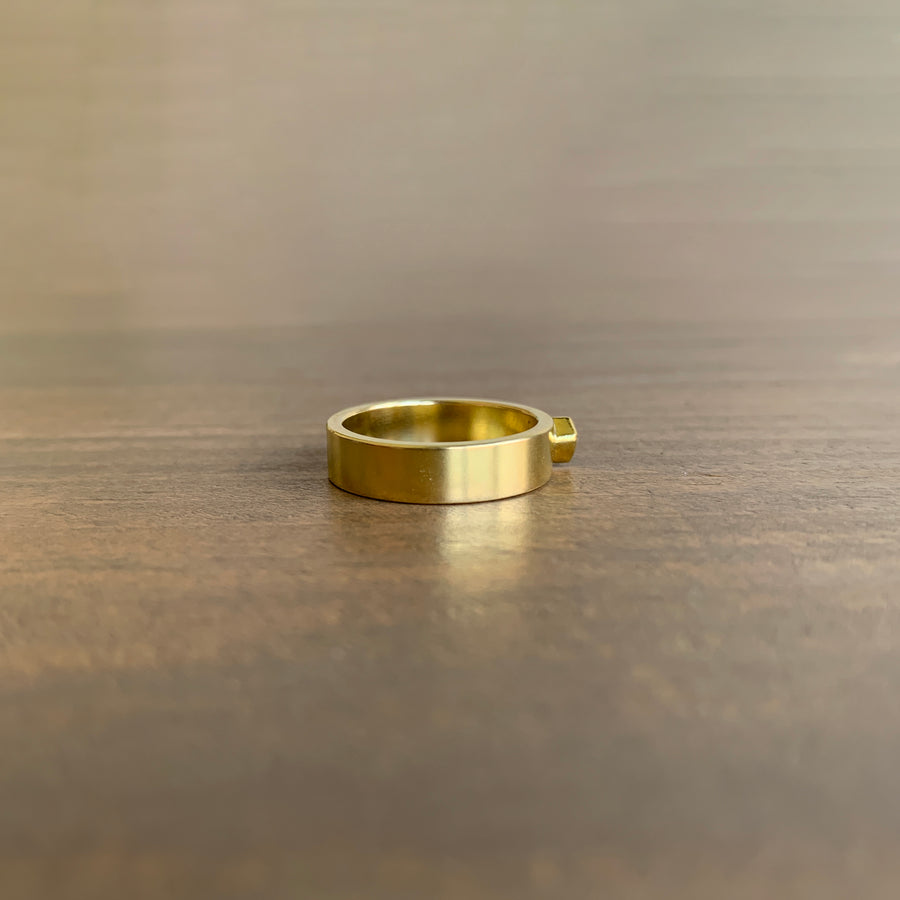  Wide Band Diamond Shield Ring side view 2