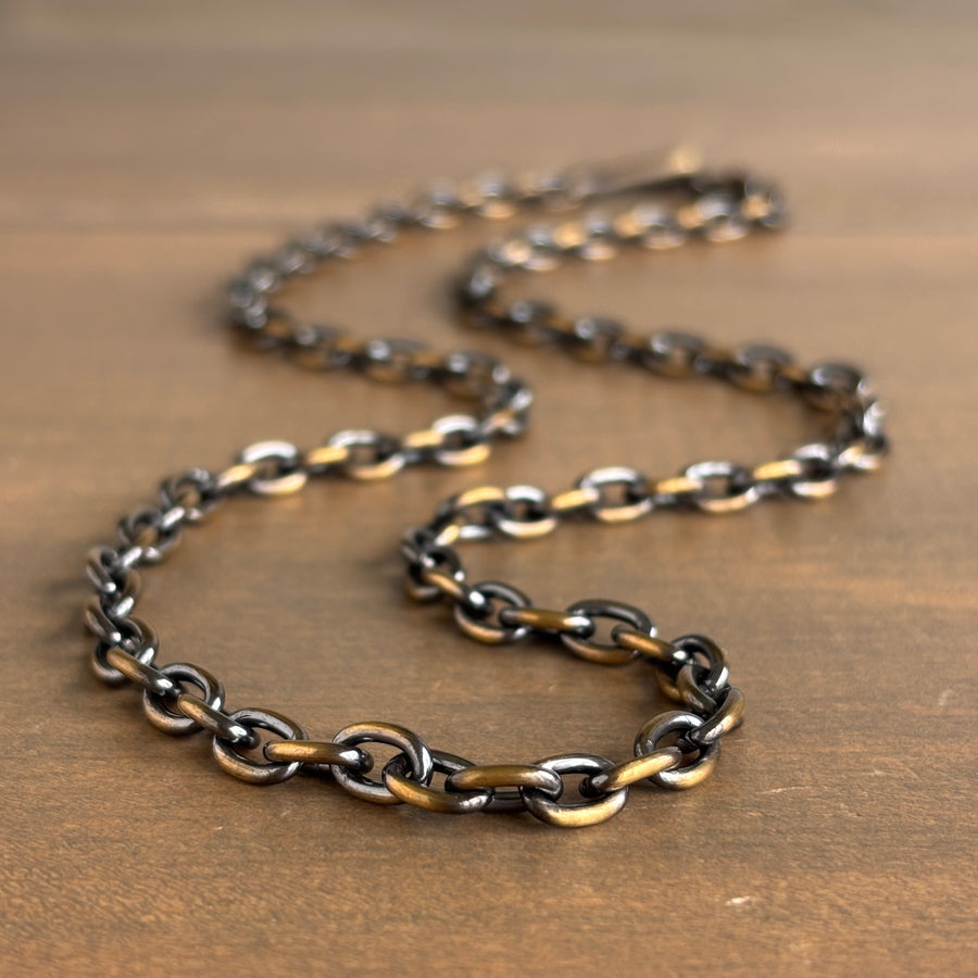 Work Patina Brass Service Chain Necklace
