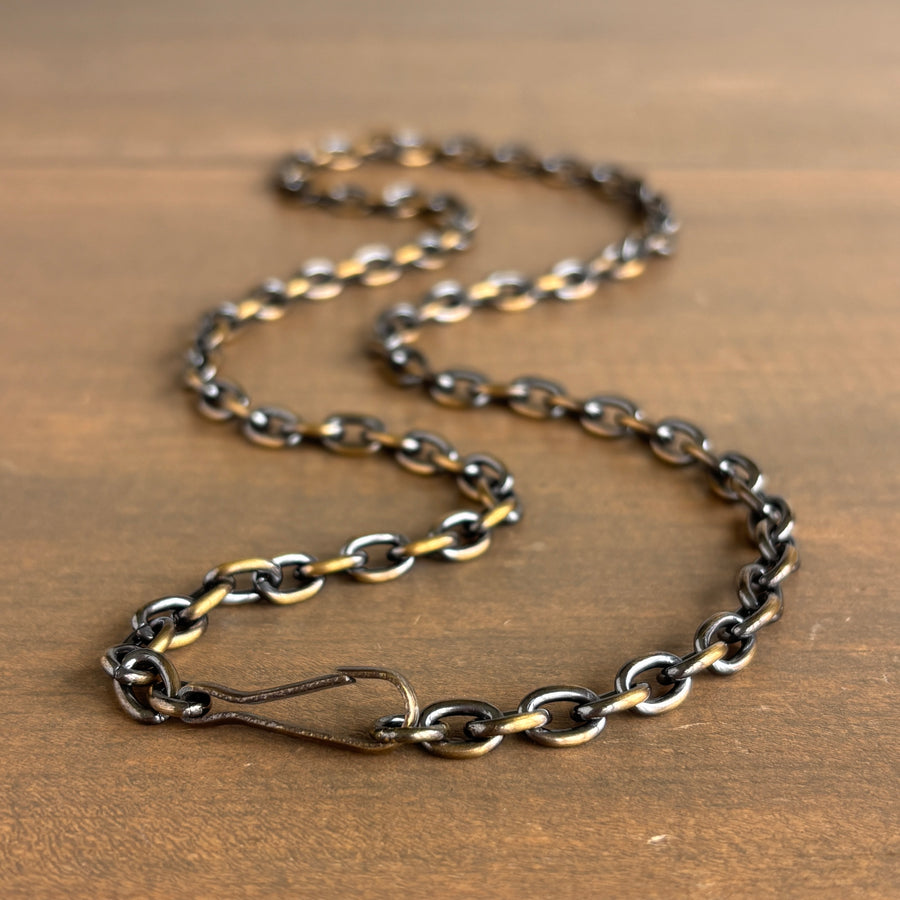 Work Patina Brass Service Chain Necklace 1