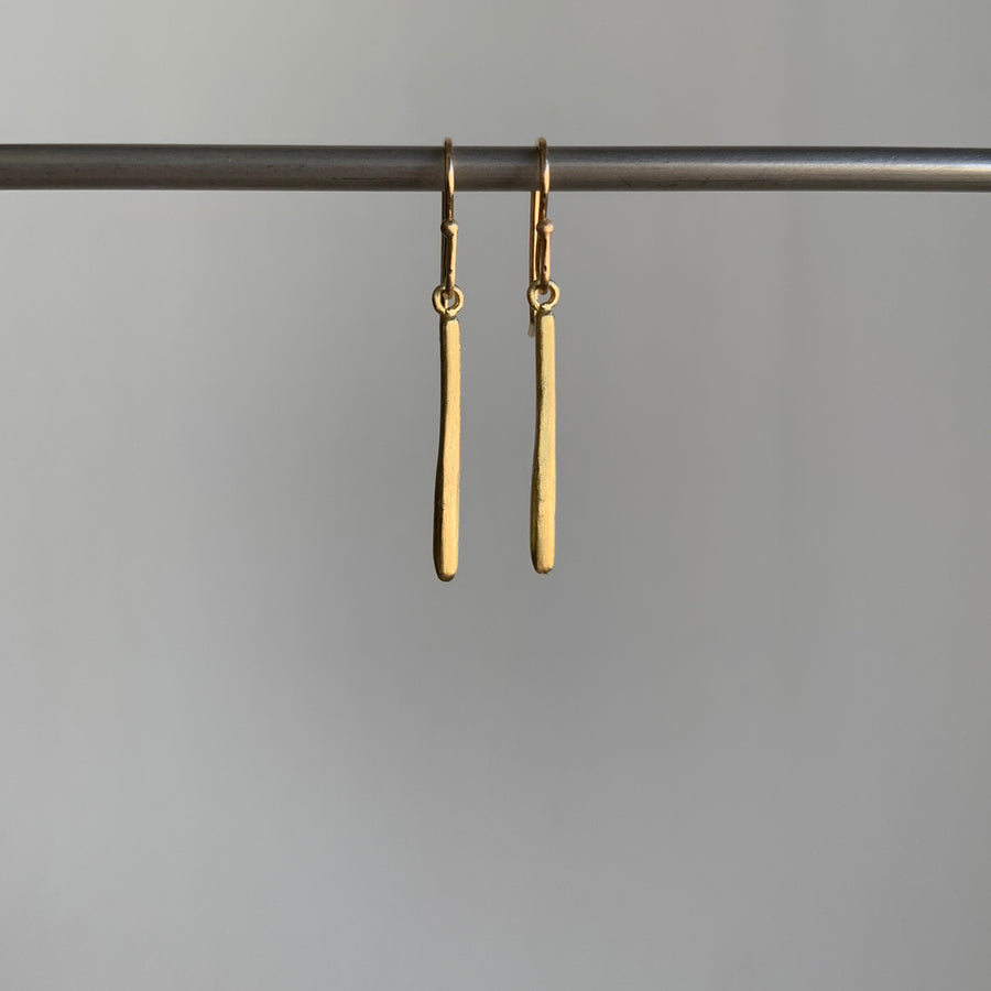 Classic Gold Twig Earrings hanging