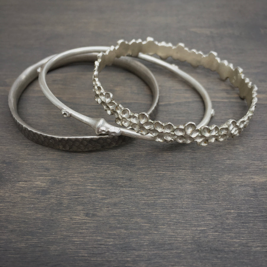 Medium Sterling Silver Impatiens Bangle