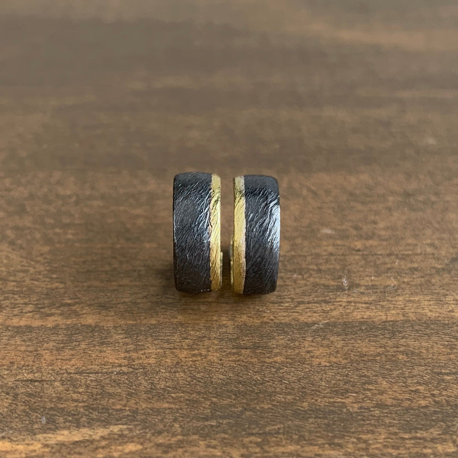 Carved Black & Gold Baby Hoops