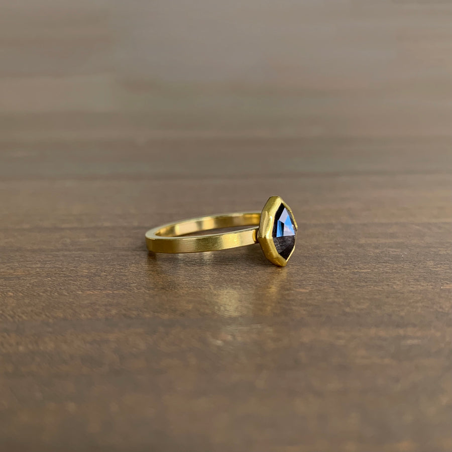 Grey Diamond Geometric Marquise Ring