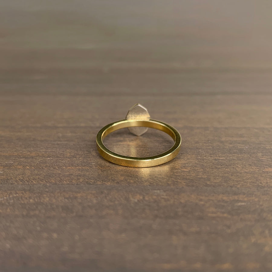 Grey Diamond Geometric Marquise Ring